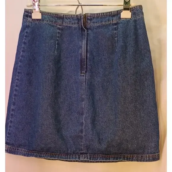 Vintage Route 66 Denim Mini Skirt with Floral Embroidery Size Small - Picture 4 of 7